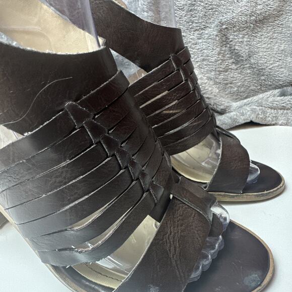 Charles By Charles David Jesse Ankle Strap Sandal Brown Leather Boho Size 7.5 - Picture 14 of 16